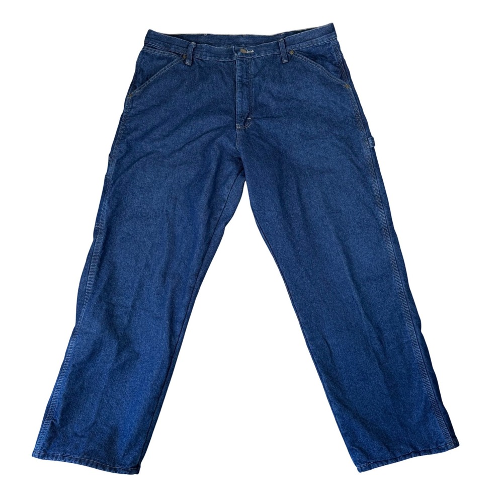 Wrangler Mens Fleece Lined Carpenter Jeans 36x30 Dark Indigo Blue 94GRWSW